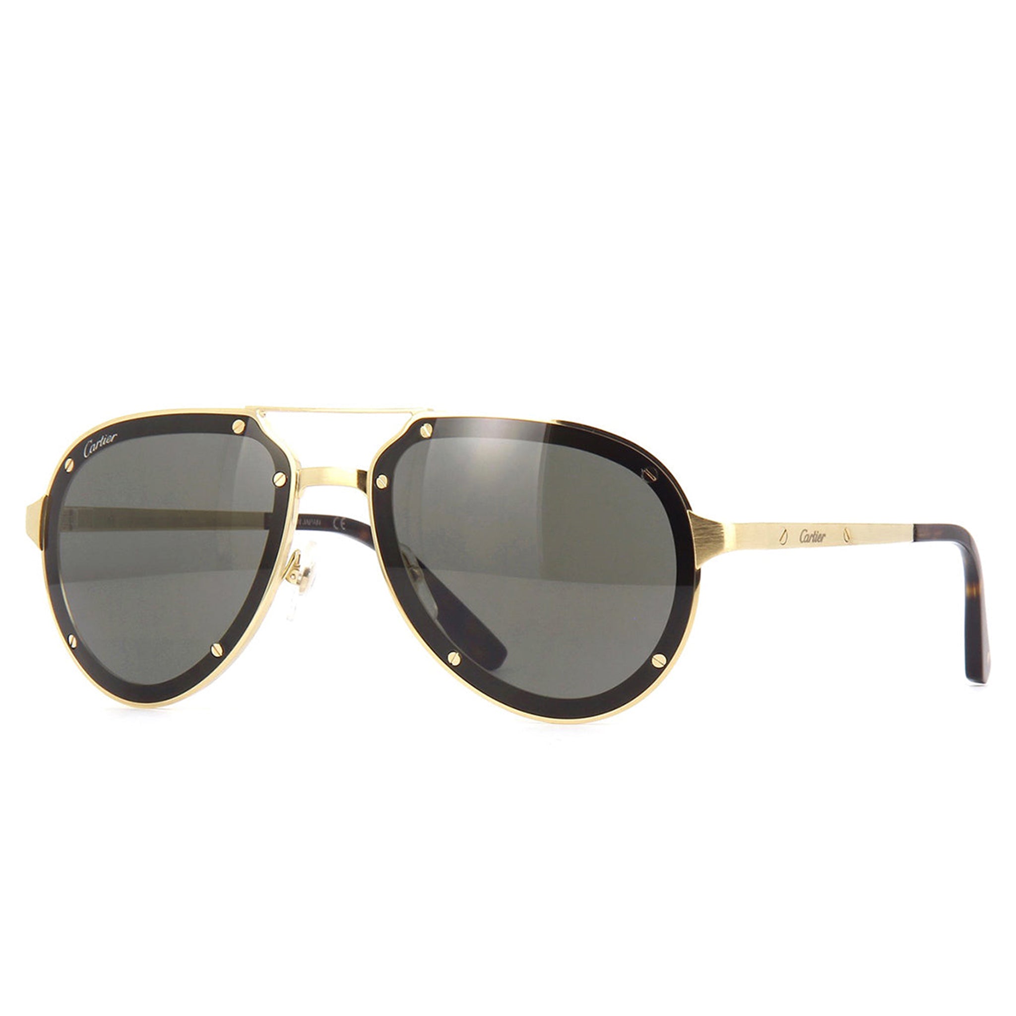 Image of Cartier Eyewear CT0195S Santos De Cartier Gold Grey Sunglasses